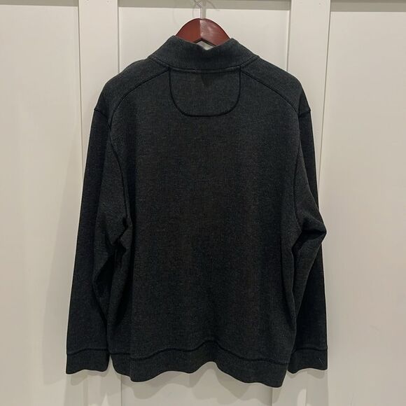 Tommy Bahama Dark Grey LS 1/4 zip Sweater - Picture 2 of 7